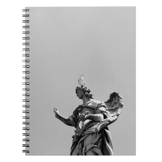 Simple, modern photo of seagull on top of statue notebook (Front)