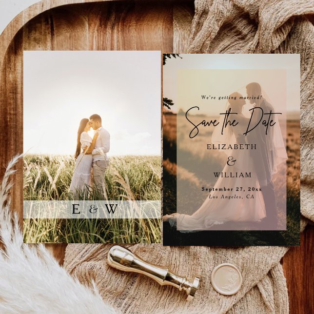 Simple Modern Photo Overlay Wedding Save the Date Invitation (Creator Uploaded)