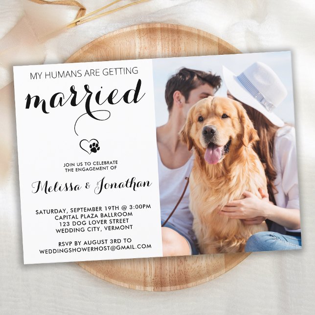 Simple Modern Photo Pet Wedding Engagement Invitation Postcard (Creator Uploaded)