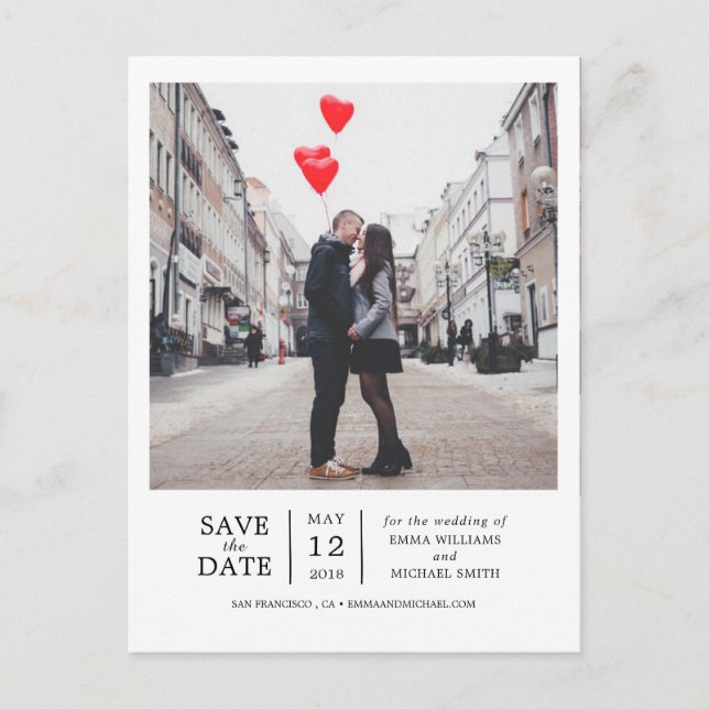 Simple & Modern Photo Save the Date Announcement Postcard (Front)