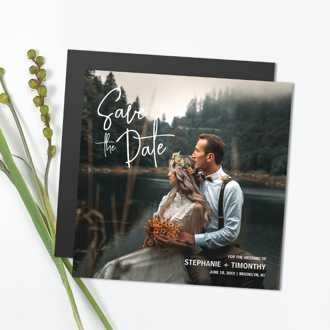 Simple Modern Photo Save The Date Wedding Magnetic Invitation (Magnetic invites stick to any metal, ensuring guests remember your special day with ease.)