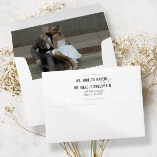 Simple Modern Photo Self Addressed Wedding Invite Envelope