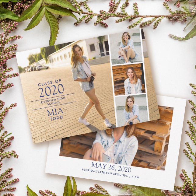 Simple Modern Photo Strip Graduation Announcement (Creator Uploaded)