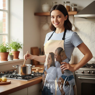 Simple Modern Photo Template Custom Family Name Apron