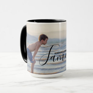 Simple Modern Photo Template Custom Family Name Mug