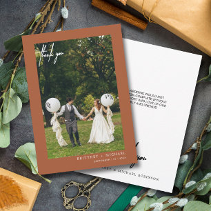 Simple Modern Photo Terracotta Thank You Card