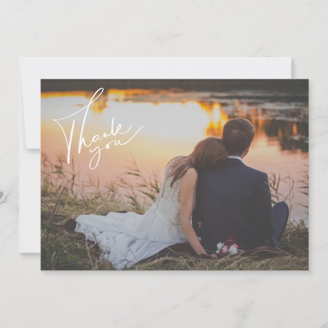 Simple Modern Photo Thank You Wedding Card (Front)