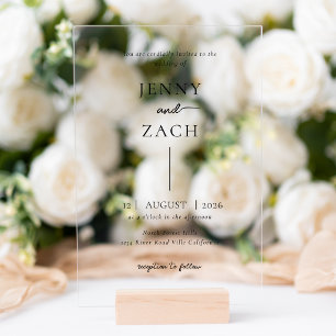 Simple Modern Photo Wedding Acrylic Invitations