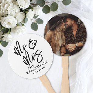 Simple Modern Photo Wedding Hand Fan