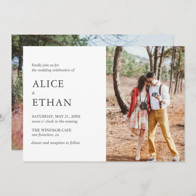 Simple Modern Photo Wedding Invitation (Front/Back)
