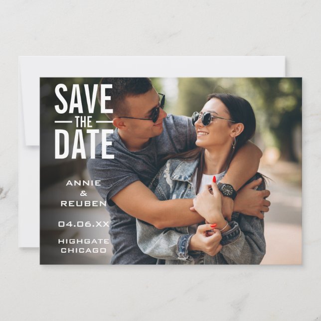 Simple Modern Photo Wedding  Save The Date (Front)