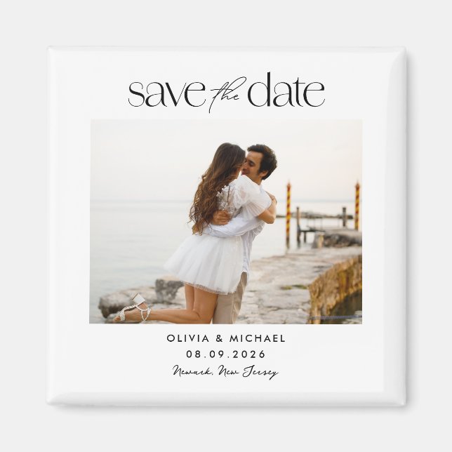 Simple Modern Photo Wedding Save The Date Magnet (Front)