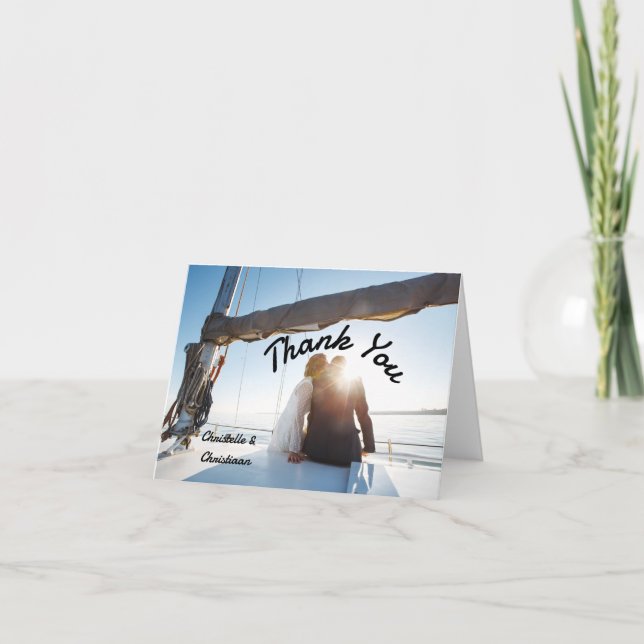 Simple Modern Photo Wedding Thank You Card (Front)