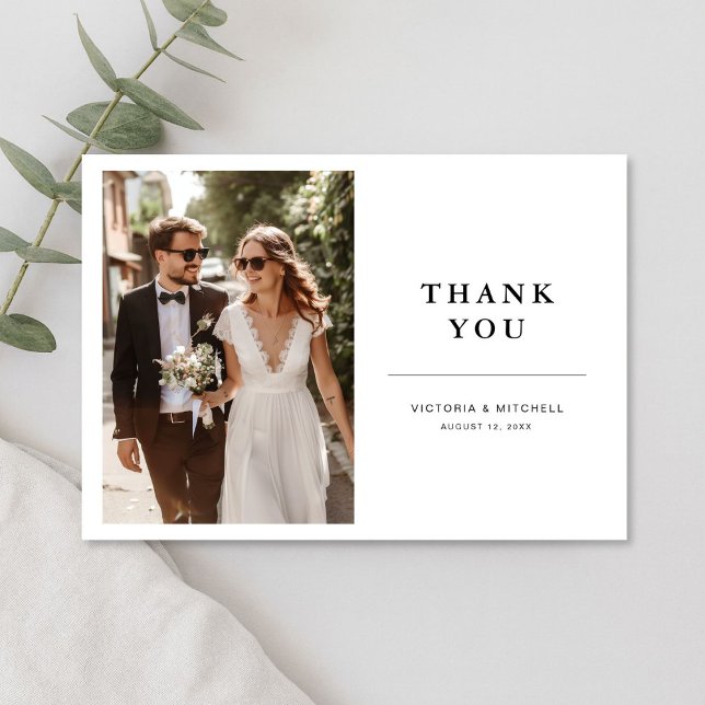 Simple Modern Photo Wedding  Thank You Card (Creator Uploaded)