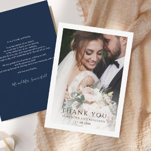 Simple Modern Photo Wedding Thank You Card