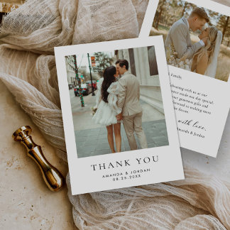 Simple Modern Photo Wedding Thank You Card
