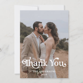 Simple Modern Photo Wedding  Thank You Card