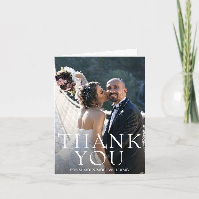 Simple Modern Photo Wedding Thank You Card (Front)