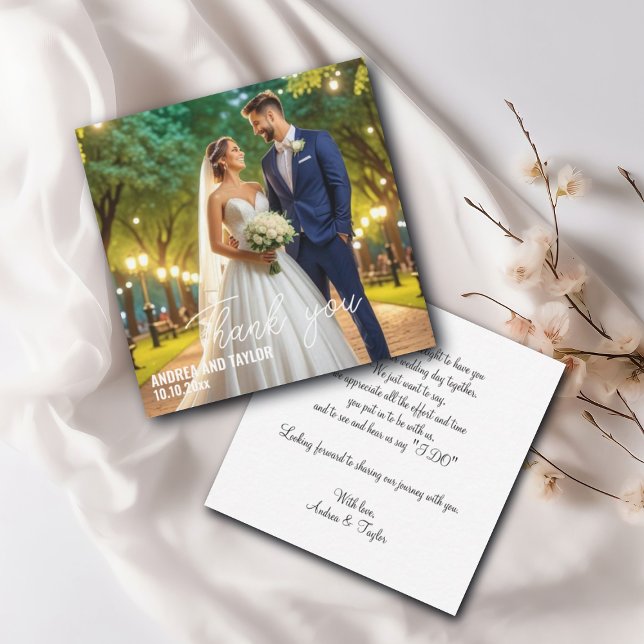 Simple Modern Photo Wedding Thank You Card Note (Creator Uploaded)