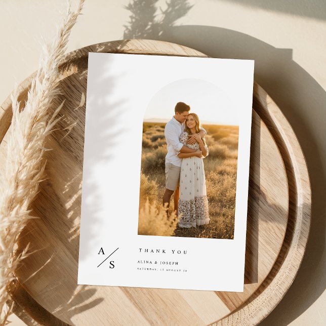 Simple Modern Photo Wedding Thank You Card W Note (Creator Uploaded)