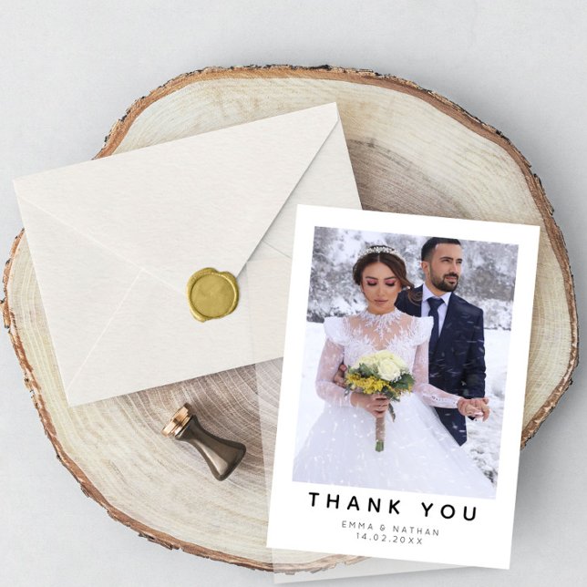 Simple Modern Photo Wedding Thank You Card W Note (Creator Uploaded)