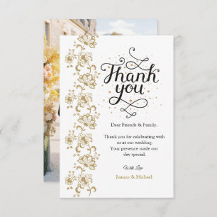 Simple Modern Photo Wedding Thank You Card W Note