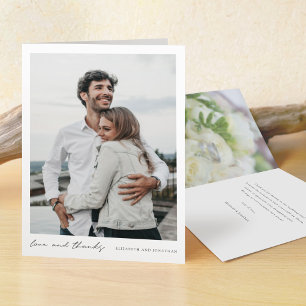 Simple Modern Photo Wedding Thank You Note Card