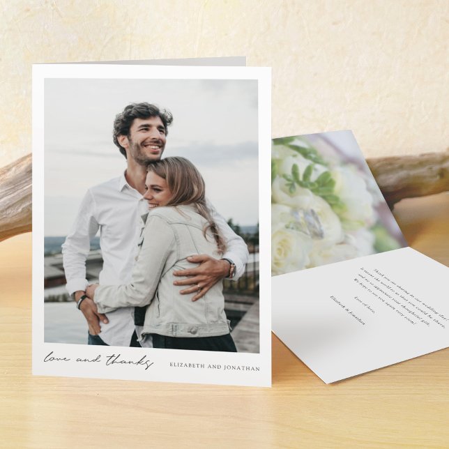 Simple Modern Photo Wedding Thank You Note Card (Creator Uploaded)