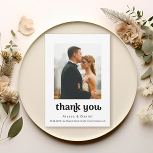 Simple Modern Photo Wedding Thank you Note Card