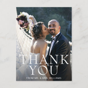 Simple Modern Photo Wedding Thank You Postcard
