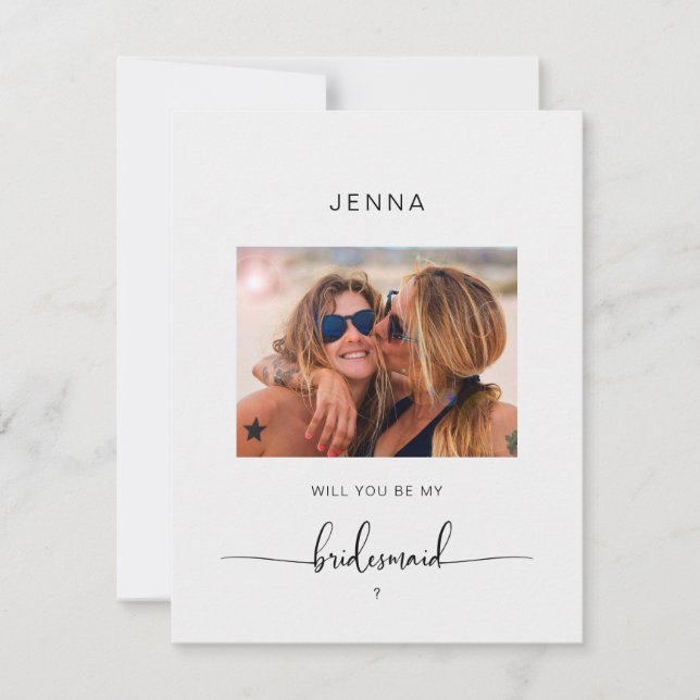 Simple Modern  Photo "Will you be my bridesmaid"  (Front)