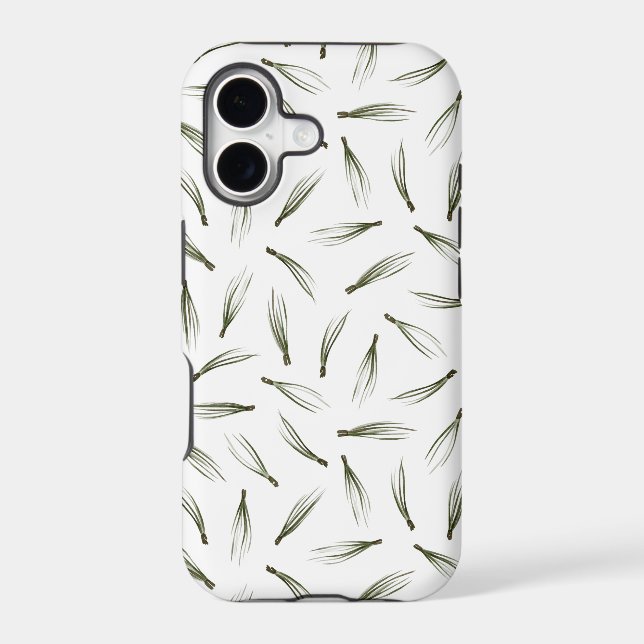 Simple Modern Pine Needle Greenery Pattern (Back)