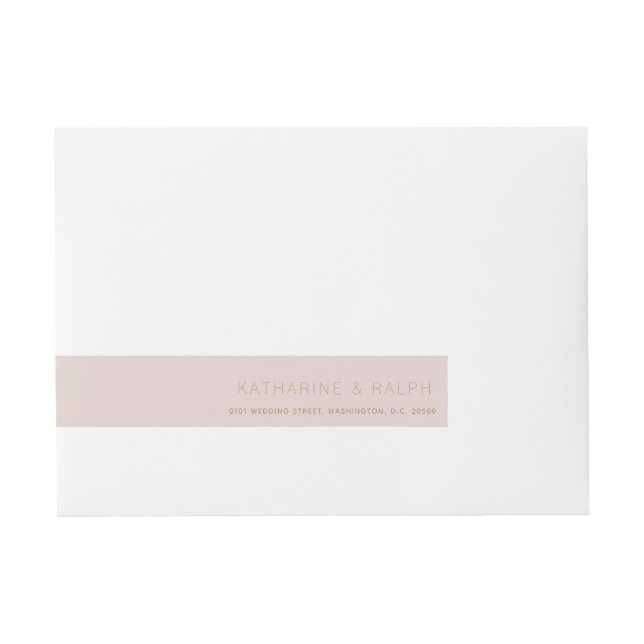 Simple Modern Pink Beige Monogram Wraparound Label (Front)