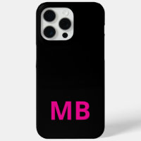 Simple Modern Pink Black Initial Monogram