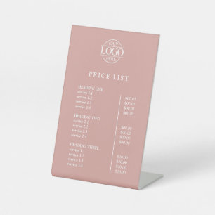 Simple Modern Pink Business Logo Menu Price List  Pedestal Sign