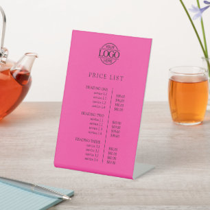 Simple Modern Pink Business Logo Menu Price List Pedestal Sign