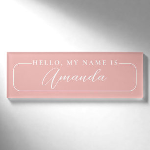 Simple Modern pink elegant Wedding Blank Name Tag
