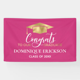 Simple Modern Pink Gold Graduation Banner