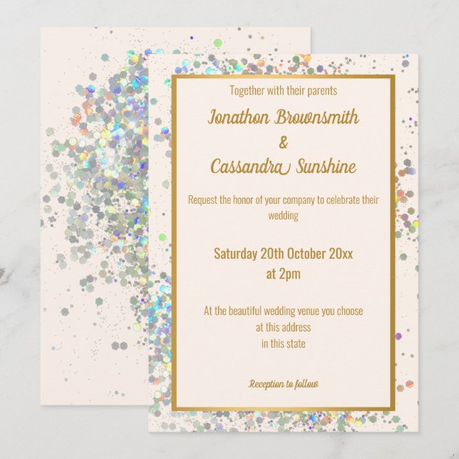 SIMPLE MODERN PINK GOLD PASTEL SPOT WEDDING INVITATION (Front/Back)