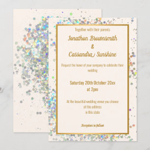 SIMPLE MODERN PINK GOLD PASTEL SPOT WEDDING INVITATION