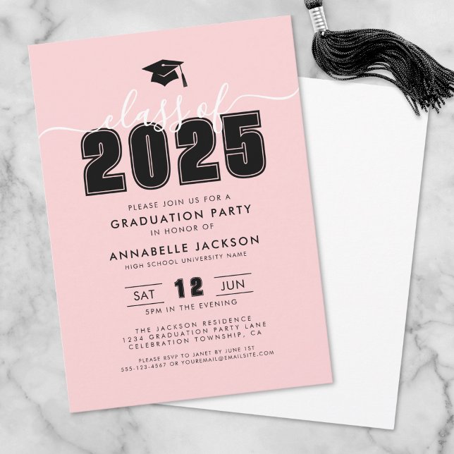 Simple Modern Pink Graduation Party Invitation (Simple Modern Pink Graduation Party Invitation)