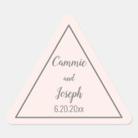 Simple Modern Pink Grey Triangle Wedding Geometric