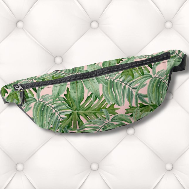 Simple Modern Pink Palm Leaf Tropical Floral Wall Bum Bags (Simple Modern Pink Palm Leaf Tropical Floral Wall Fanny Pack)