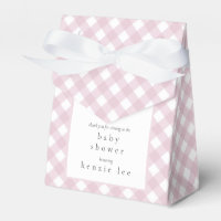 Simple Modern Pink Plaid Bow Baby Shower