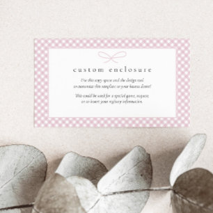 Simple Modern Pink Plaid Bow DIY Enclosure Card