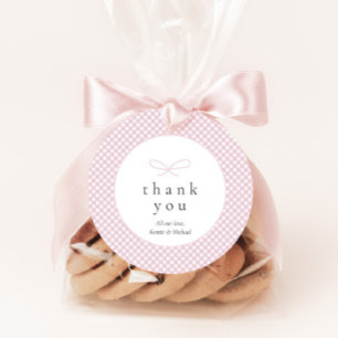 Simple Modern Pink Plaid Bow  Favour Tags
