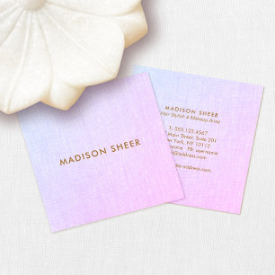 Simple Modern Pink Purple Ombre Linen,  Beauty Square Business Card