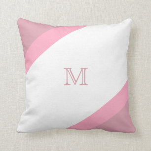 Simple Modern Pink Striped Monogram Cushion
