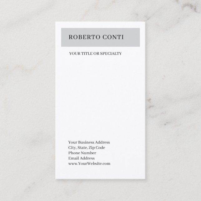 Simple Modern Plain Minimalist Premium Silk Business Card (Front)