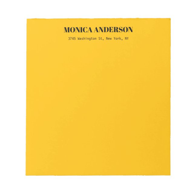 Simple Modern Plain Professional Amber Yellow Notepad (Front)